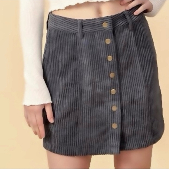FAVLUX Dresses & Skirts - Favlux Navy Corduroy With Buttons Mini Skirt Large Y2K